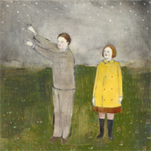 As Lucy watches, Jules collects the first snowflakes of winter by Amanda Blake
