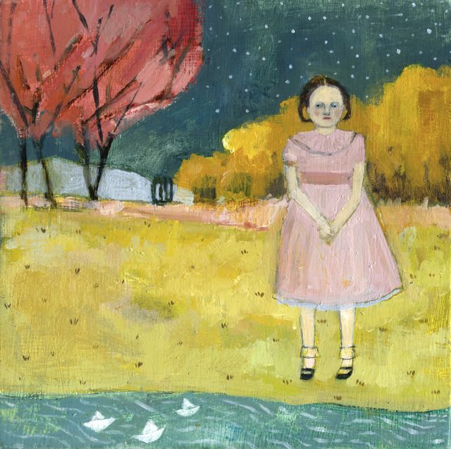Every night she sent out messages and waited for an answer original painting by Amanda Blake