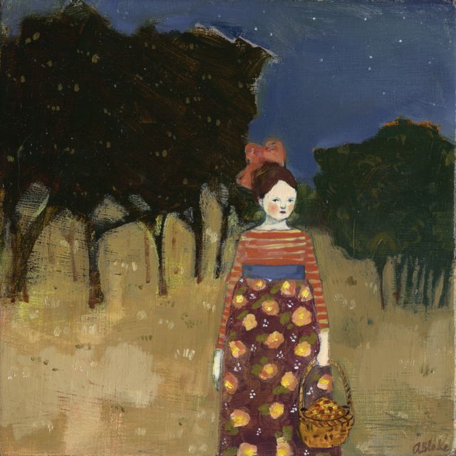 as night fell Ava gathered acorns original painting by Amanda Blake