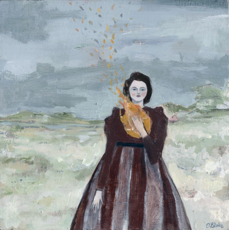 The fires in her heart kept her warm original painting by Amanda Blake