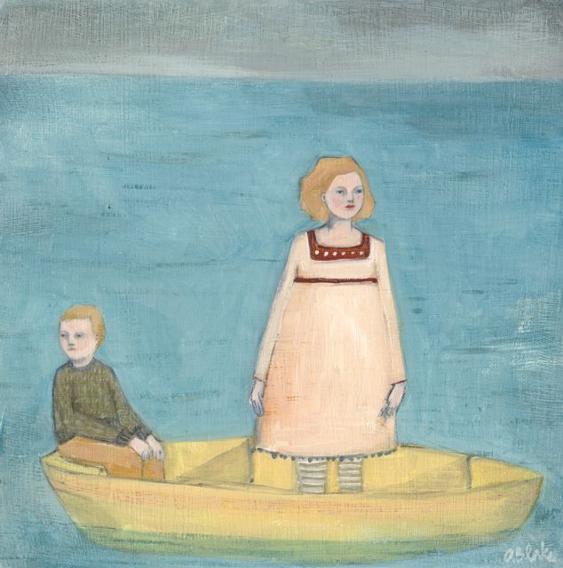 Violet and Nathaniel finally reached land original painting by Amanda Blake