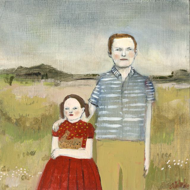 vincent, natalie and clio on an autumn afternoon original painting by Amanda Blake