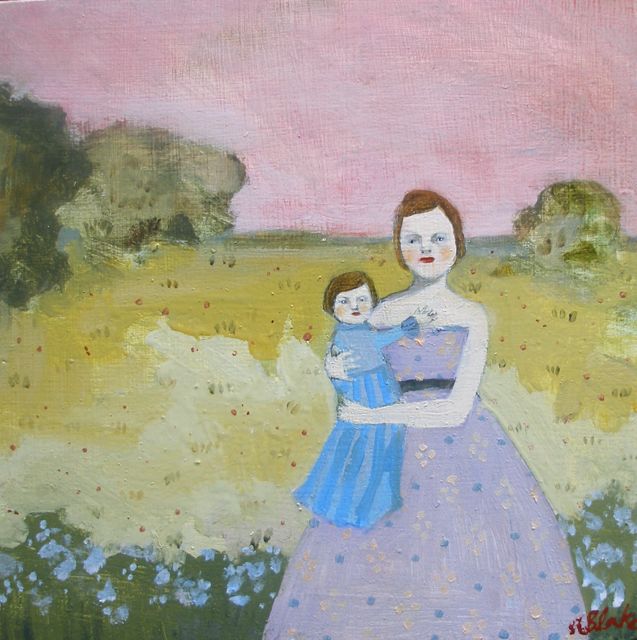 lorena and elsa with a candy colored sky original painting by Amanda Blake