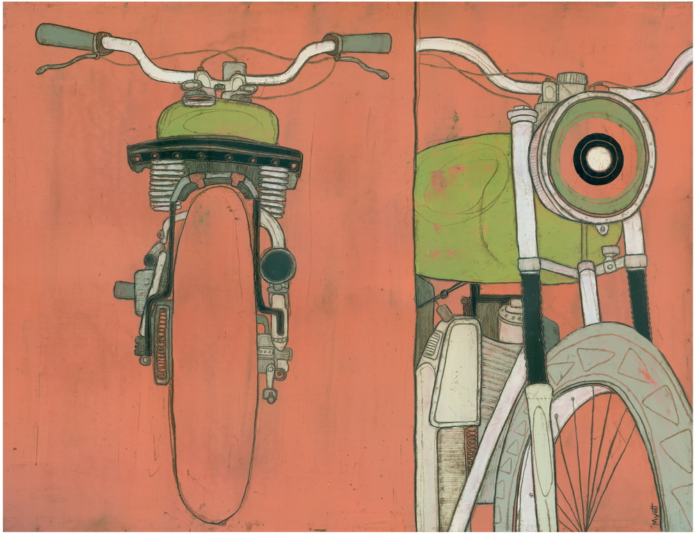 Pink Motorcycle original painting by Christopher Myott