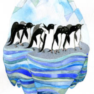 Adélie Penguins original painting by Diana Sudyka