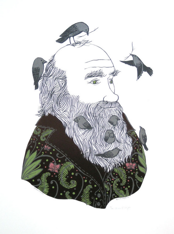 Darwin's Finches screen print by Diana Sudyka