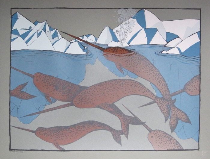 Narwhal screen print by Diana Sudyka