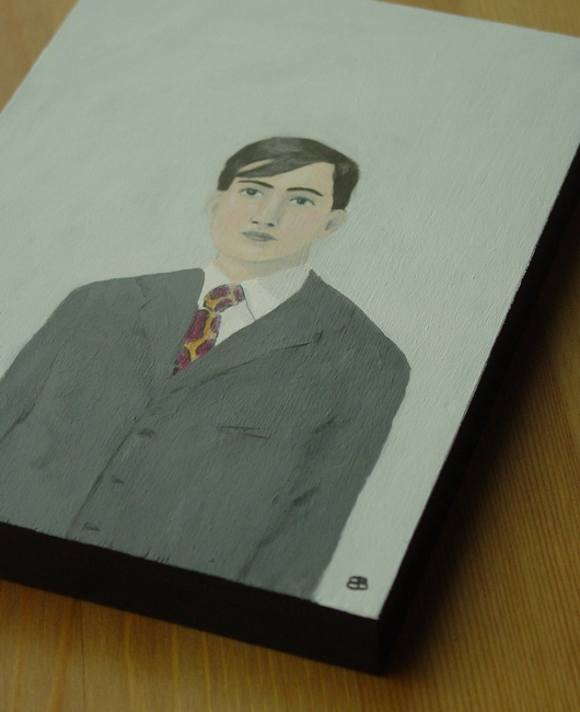 A man with strong eyes original painting by Elizabeth Bauman