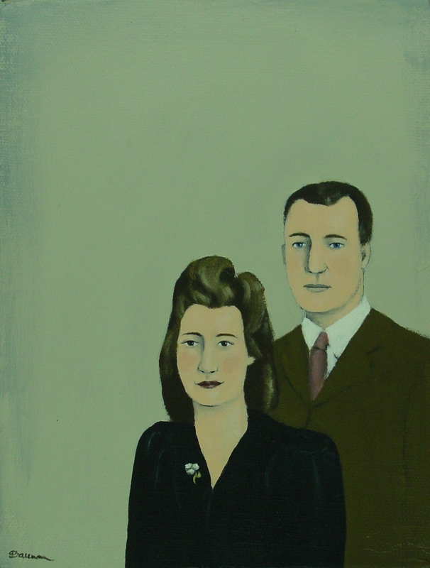 Marge and Wilson Hundreader original painting by Elizabeth Bauman