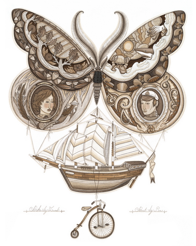 Bike by Land, Boat by Sea original painting by Evan B. Harris