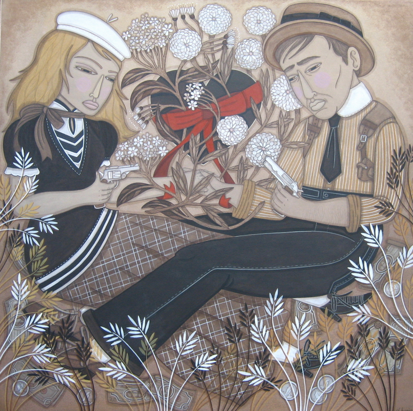 Bonnie Parker, Hearts Clyde Barrow original painting by Evan B. Harris