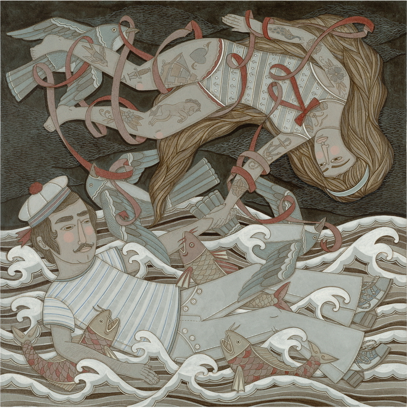 Feathers & Fins print by Evan B. Harris