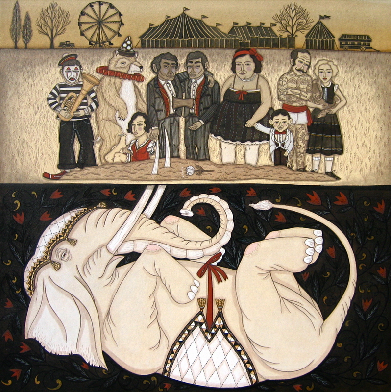 Funeral and the Carnival original painting by Evan B. Harris