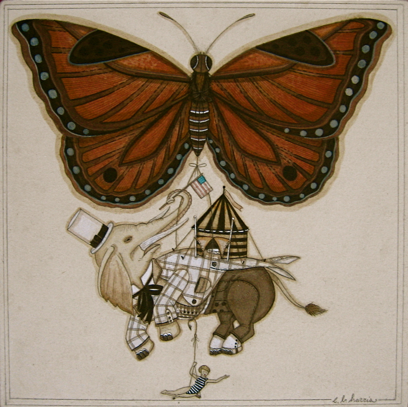 Elephant on a Wing original painting by Evan B. Harris