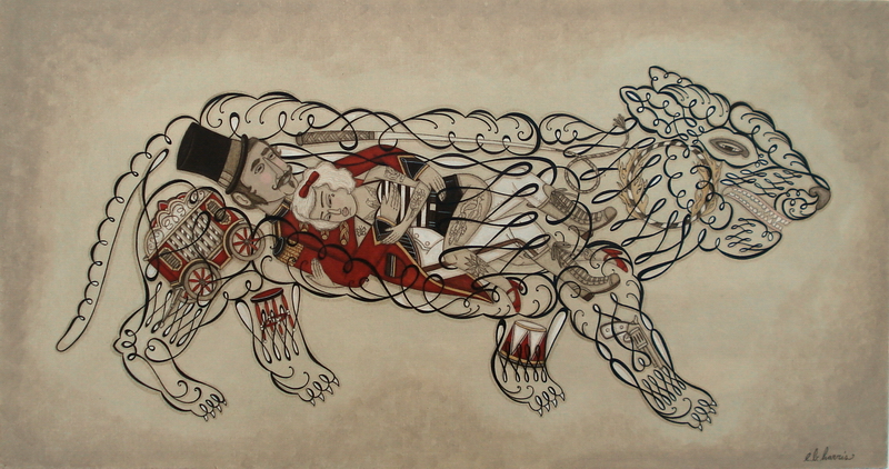 Tiger Tamer and his Muse original painting by Evan B. Harris