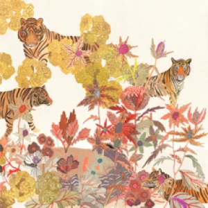 Tigers, Primula, and Thistle by Michelle Morin