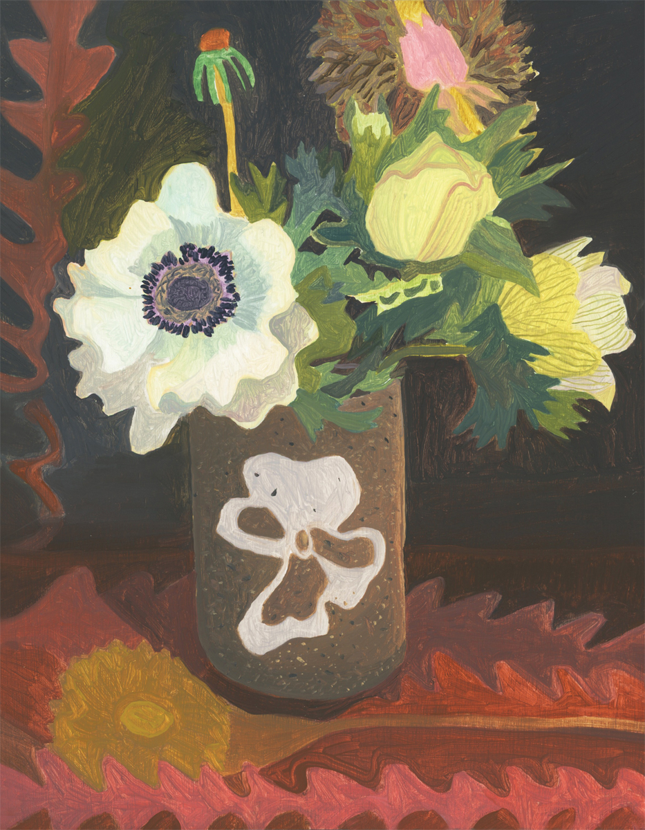 Anemone Dandelions and Pinch Pot by Michelle Morin